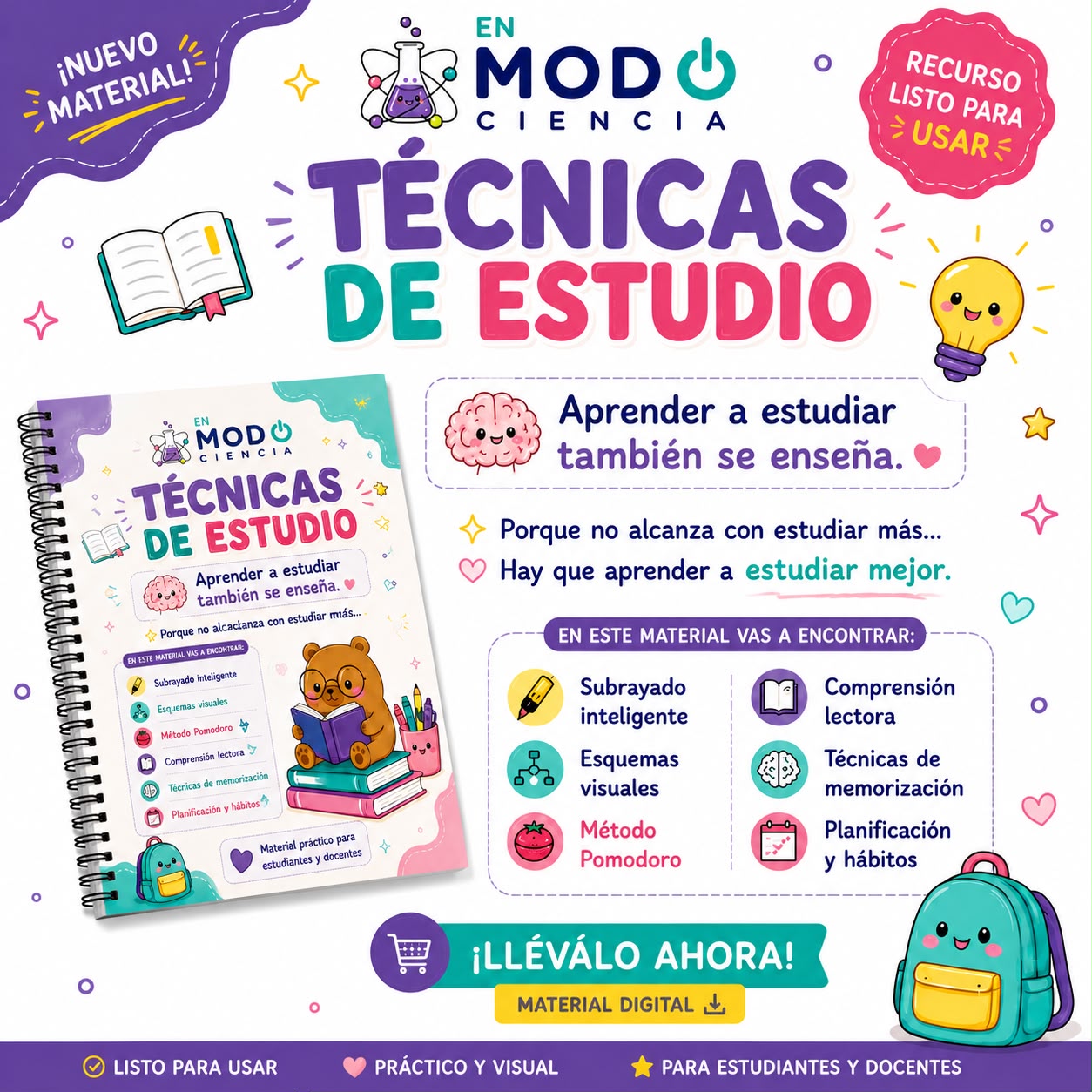 TÉCNICAS DE ESTUDIO + APRENDÉ A ESTUDIAR Y ORGANIZARTE